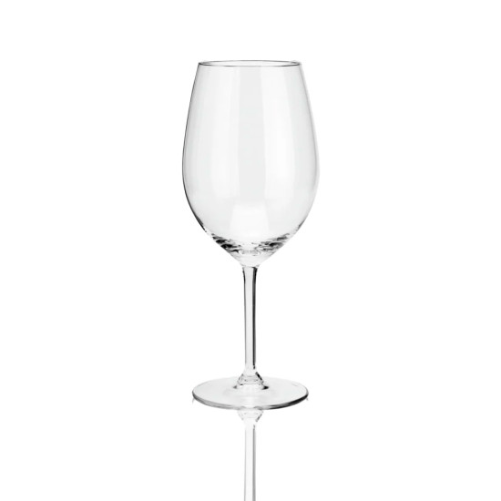 Clear red wine glass with stem and large rounded bowl, 14 oz glassware for weddings, banquets, and event service, rack of 25.