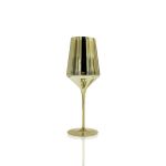 Reflection gold wine glass with metallic mirrored finish and stem, elegant event glassware for weddings, dinners, and bar service, rack of 25.