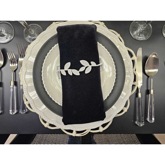 Acrylic salad fork with clear handle and silver head, set of 10