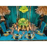 Acrylic dinner fork with black handle and matte gold head, set of 10