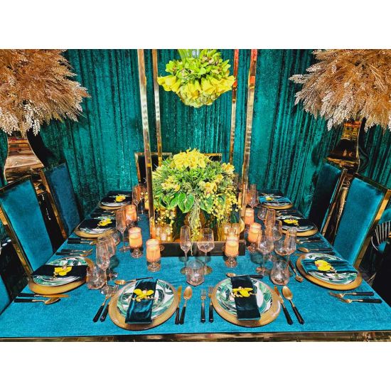 Acrylic dinner fork with black handle and matte gold head, set of 10
