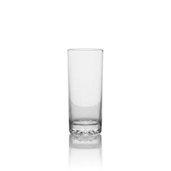 Clear highball mojito glass with tall narrow shape, cocktail drinkware for events and bar service, supplied in a rack of 36.