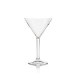 Clear martini glass with V-shaped bowl and stem, elegant cocktail glassware for weddings and event bar service, rack of 9.