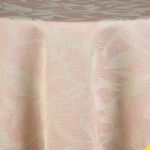 Blush pink textured tablecloth for elegant weddings, bridal showers, and upscale event décor with subtle decorative pattern