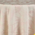 Blush pink textured tablecloth for elegant weddings, bridal showers, and upscale event décor with subtle decorative pattern