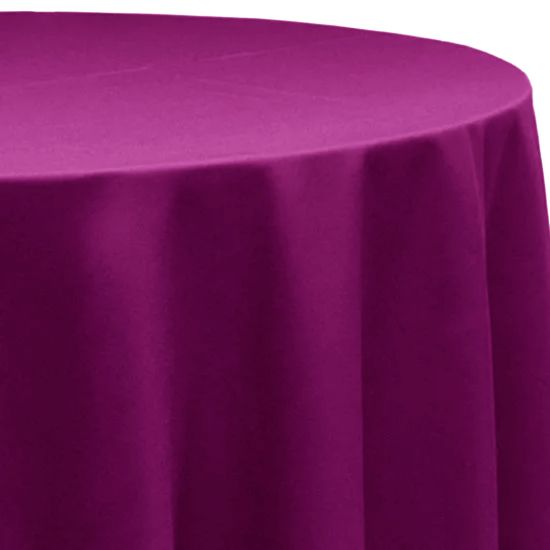magenta polyester round event tablecloth linen with smooth solid fabric for weddings, parties, banquets and special occasion décor rentals