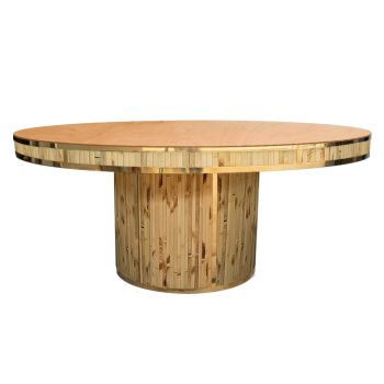 Bamboo Dining Table Gold 72” Round Wood Natural Top