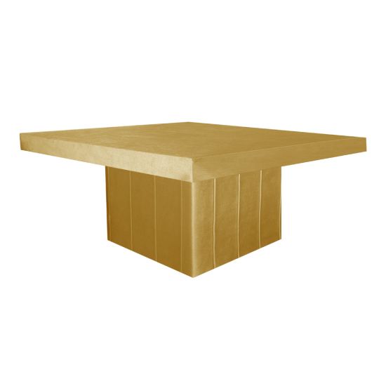 “72″ × 72″ square Blackout dining table with sleek Gold finish and modern minimalist design, ideal for contemporary event dining and reception décor