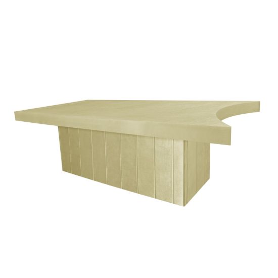 Unique Shape Ivory blackout dining table 48″ × 96″ with sleek dark finish and smooth contemporary design, ideal for modern event dining décor.