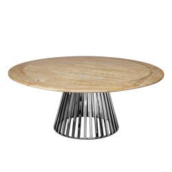Bohemian Dining Table 72" Round Wood (Silver Base)