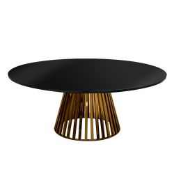 Bohemian Dining Table 72" Round Black (Gold Base)