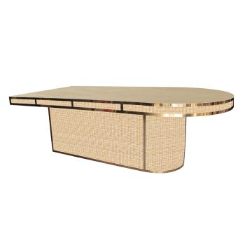 Coco Plus Dining Table Gold 48"x96" Oval Top Champagne