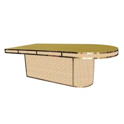 Coco Plus Dining Table Gold 48"x96" Oval Top Gold