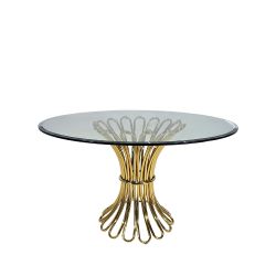 Lilou Reflection Dining Table Gold Top Glass Round 48"