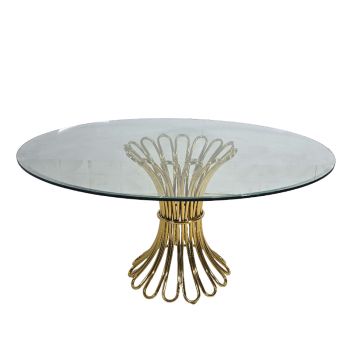 Lilou Reflection Dining Table Gold Top Glass Round 72"