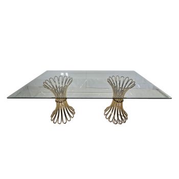 Lilou Reflection Dining Table Gold Top Glass Rectangular 4'x8'
