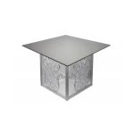 60x60" square Mirror Dior dining table with reflective mirrored top and elegant base, ideal for luxury event dining and reception décor.