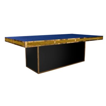 Stella Dining Table Gold 48"x96" Rectangular Insert Black - Top Royal Blue