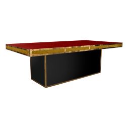 Stella Dining Table Gold 48"x96" Rectangular Insert Black - Top Red