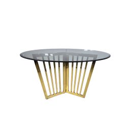 Rosaline Reflection Dining Table Gold Top Glass Round 48"
