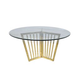 Rosaline Reflection Dining Table Gold Top Glass Round 60"