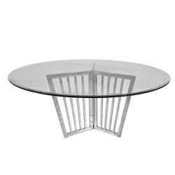 Rosaline Reflection Dining Table Silver Top Glass Round 72"