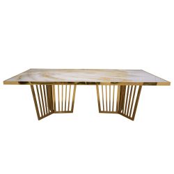 Naples Reflection Dining Table Frame Gold (Acrylic Top)