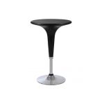 Adjustable-height Black scoop-top contemporary cocktail table with minimalist base, perfect for modern event lounge décor