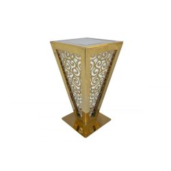 Reflection Highboy Table Pyramid Circle Design Gold 24"x24" Glass top