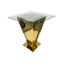Reflection Highboy Table Pyramid Gold 48"x48" Glass top
