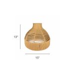 Jute corn husk pendant lamp shade with rounded woven texture, rustic boho lighting décor for weddings, tents, and event styling.