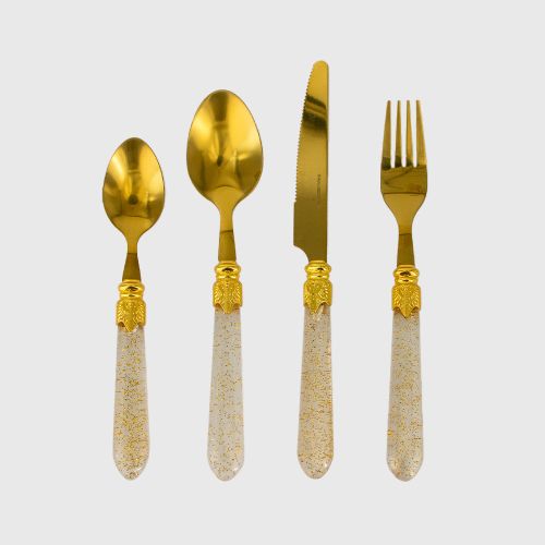 Glitter Flatware Clear and Gold
