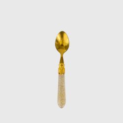 Glitter Clear Handle Dessert Spoon Gold Set 10