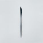 Matte black dinner knife with slim modern handle, sleek disposable flatware set of 10 for formal dinners, receptions, and modern tablescapes.