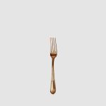 Rose gold Victorian-style dessert fork with ornate handle, chic disposable flatware for cakes, dessert bars, and formal reception tables.