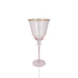 Glitz Baby Pink Gold Rim Wine Glass (Rack 16)