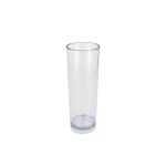 Clear acrylic mojito glass, 12 oz, tall reusable plastic drinkware for cocktails, outdoor events, pool parties, and bar service rentals.
