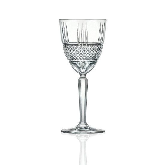 Brilliante clear water goblet with textured patterned bowl and stem, elegant glassware for event table settings, rack of 25.