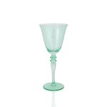 Mint green wine glass with stem and flared bowl, elegant glassware for weddings, parties, and event bar service, rack of 16.