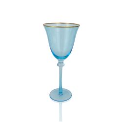 Glitz Ocean Blue Gold Rim Wine Flute (Rack 16)