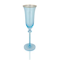 Glitz Ocean Blue Gold Rim Champagne Flute (Rack 16)