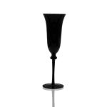 Glitz onyx black champagne flute with slender stem and flared bowl, elegant event glassware for weddings and toasts, rack of 36.