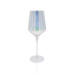 Iridescent water glass with ribbed bowl and rainbow finish, stylish event glassware for receptions and dinner tables, rack of 16.