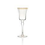 Marie clear water glass with thin gold rim and classic stem, elegant event glassware for receptions and dinner tables, rack of 16.