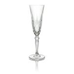 Melodia clear champagne flute with etched swirl pattern and slender stem, elegant event glassware for weddings and toasts, racks of 36.