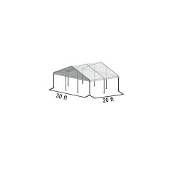 A Frame Structure Tent 30'x20' Silver Frame Clear Top