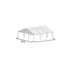 A Frame Structure Tent 30'x30' Silver Frame Clear Top