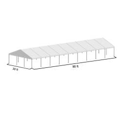 A Frame Structure Tent 30'x90' Silver Frame White Top