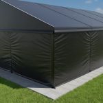 10′ black vinyl tent sidewall panel for event tents, providing privacy and weather protection for outdoor weddings and parties