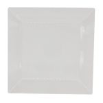 White square charger plate with wide border and recessed center, extra-large square plate on a white background